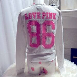 Victoria’s Secret PINK White Vintage Sweatshirt Like New Excellent Condi…